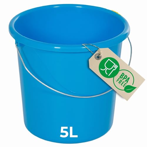 Novaliv Eimer 5L Blau mit Maßeinteilung - Putzeimer 5 Liter ? 22,5 cm Praktischer Allrounder mit Skala für Haushalt & Garten ideal als Haushaltseimer, Wassereimer, Wischeimer, Bucket von Novaliv