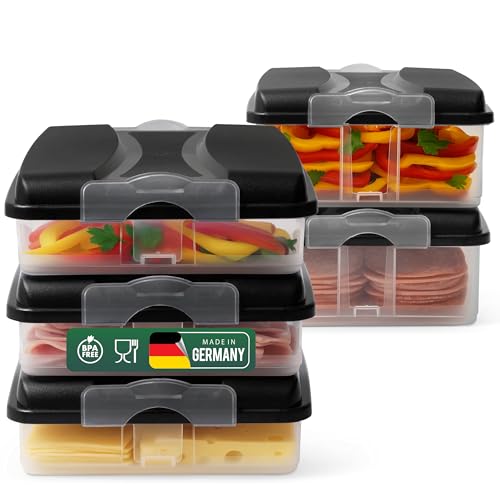 Novaliv Frischhaltedosen (3x klein + 2x groß + 5x Deckel), stapelbar für Kühlschrank & Gefrierfach, Vorratsdosen Set Aufbewahrungsbox Organizer, für Aufschnitt Wurst Käse Obst Gemüse Meal-Prep von Novaliv