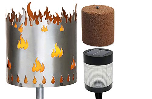 Novaliv Gartenfackel Flamme Feuerschale Metall mit Stiel Brennmittel Solarlampe LED von Novaliv