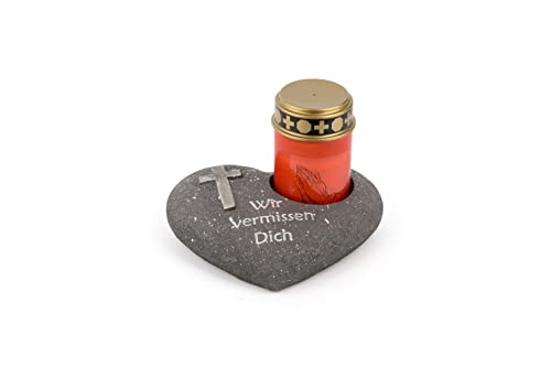 Novaliv Grabschmuck Herz Anthrazit mit Kreuz Spruch Wir vermissen Dich inkl. LED Grablicht Rot Grabdeko Grabherz Wetterfest Grabdekoration Gedenkstein Teelichthalter Trauerstein Novaliv Grabschmuck Herz Anthrazit mit Kreuz Spruch Wir vermissen Dich inkl. LED Grablicht Rot Grabdeko Grabherz Wetterfest Grabdekoration Gedenkstein Teelichthalter Trauerstein von Novaliv