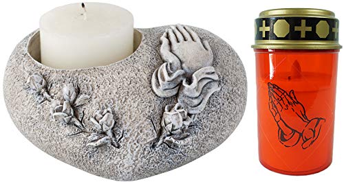 Novaliv Grabschmuck Herz Grau Hände Beten inkl. LED Grablicht Rot Grabdeko Grabherz Wetterfest Grabdekoration Gedenkstein Teelichthalter Trauerstein Novaliv Grabschmuck Herz Grau Hände Beten inkl. LED Grablicht Rot Grabdeko Grabherz Wetterfest Grabdekoration Gedenkstein Teelichthalter Trauerstein von Novaliv