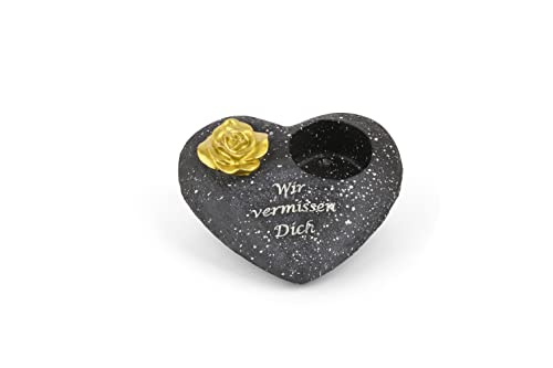 Novaliv Grabschmuck Herz Schwarz mit Rose Spruch Wir vermissen Dich Grabdeko Grabherz Wetterfest Grabdekoration Gedenkstein Teelichthalter Trauerstein Novaliv Grabschmuck Herz Schwarz mit Rose Spruch Wir vermissen Dich Grabdeko Grabherz Wetterfest Grabdekoration Gedenkstein Teelichthalter Trauerstein von Novaliv