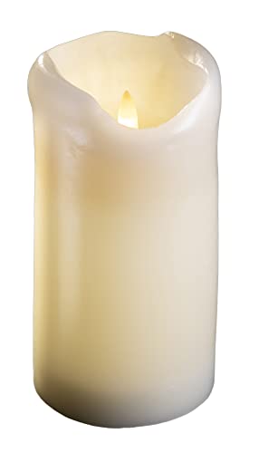 Novaliv Große LED Stumpenkerze mit Timer - 7, 5cm Durchmesser 15cm Höhe - 2 AA Batterien nötig Echtwachskerze Flackereffekt flammenlose - Kerze groß Weihnachtsbeleuchtung, Elfenbein, Gross von Novaliv