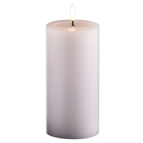 Novaliv Große LED Stumpenkerze mit Timer weiß 7,5cm ø 15cm Höhe - 2 AA Batterien nötig LED Echtwachskerze mit Flackereffekt flammenlose Stumpenkerze - LED Kerze groß Weihnachtsbeleuchtung von Novaliv