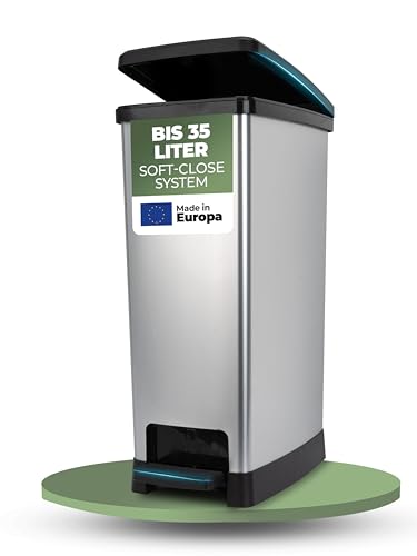 Novaliv Großer Mülleimer mit Deckel - 35L Tretmülleimer mit Soft-Close-System - Stabiler Abfalleimer mit Deckel & Fußpedal - Geruchsdichter Mülleimer Küche u.v.m - Treteimer Müllbehälter Novaliv Großer Mülleimer mit Deckel - 35L Tretmülleimer mit Soft-Close-System - Stabiler Abfalleimer mit Deckel & Fußpedal - Geruchsdichter Mülleimer Küche u.v.m - Treteimer Müllbehälter von Novaliv