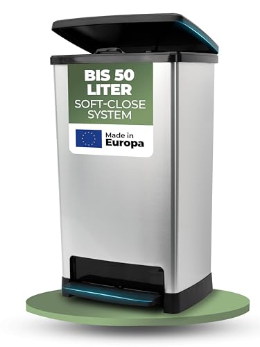 Novaliv Großer Mülleimer mit Deckel - 50L Tretmülleimer mit Soft-Close-System - Stabiler Abfalleimer mit Deckel & Fußpedal - Geruchsdichter Mülleimer Küche u.v.m - Treteimer Müllbehälter Novaliv Großer Mülleimer mit Deckel - 50L Tretmülleimer mit Soft-Close-System - Stabiler Abfalleimer mit Deckel & Fußpedal - Geruchsdichter Mülleimer Küche u.v.m - Treteimer Müllbehälter von Novaliv