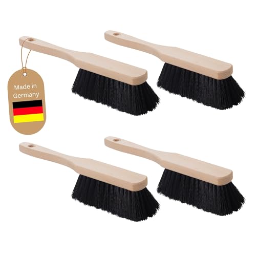 Novaliv 4er Set KUNSTBORSTEN Handfeger Holz Besen weiche Borsten schwarz - Schrankbesen Camping Handfeger Auto Besenbürste - Idealer Schneebesen Auto Hand Brush Handbesen Holz Kehrblechbesen von Novaliv