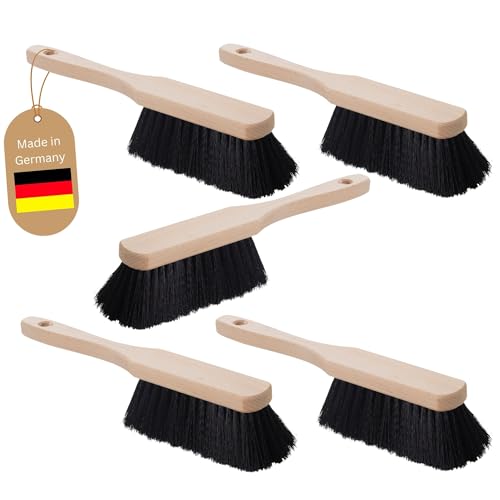 Novaliv 5X KUNSTBORSTEN Handfeger Holz Besen weiche Borsten schwarz - Schrankbesen Camping Handfeger Auto Besenbürste - Idealer Schneebesen Auto Hand Brush Handbesen Holz Kehrblechbesen von Novaliv