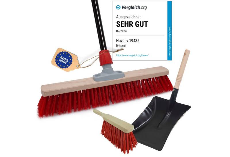 Novaliv Kehrgarnitur -, (1-tlg), Besenkopf mit Stiel und Handfeger mit Kehrschaufel von Novaliv