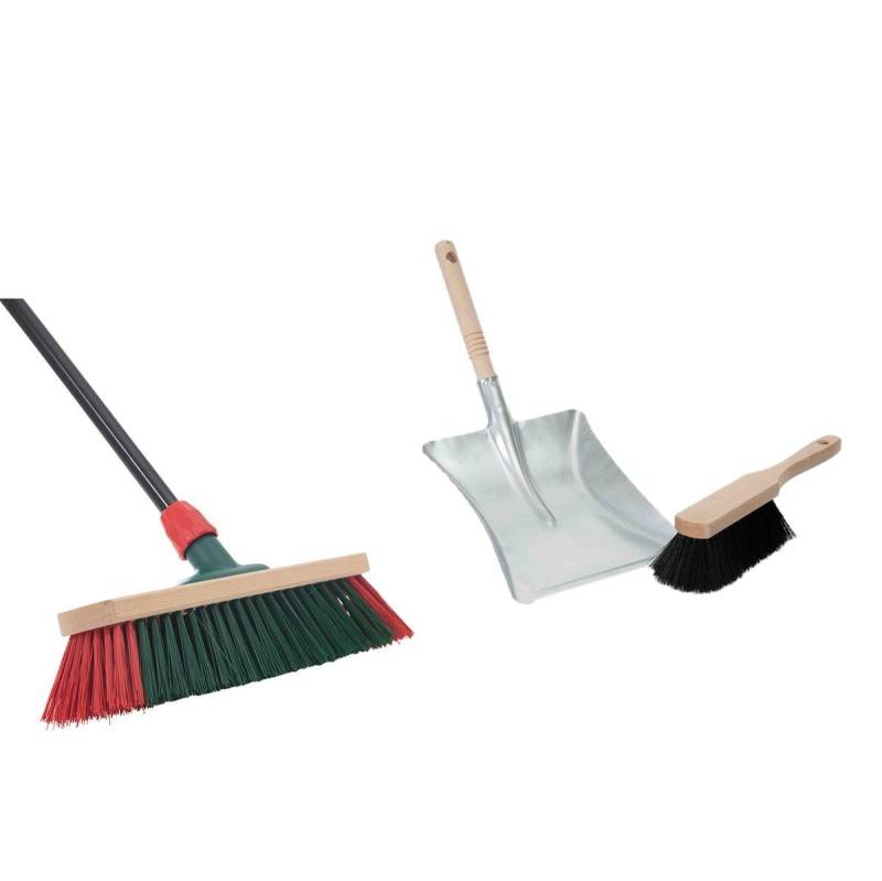 Novaliv Kehrgarnitur -, kehren draußen, (Spar-Set, 2-tlg., Straßenbesen, Kehrblech, Handfeger), robuste Elastonborsten von Novaliv
