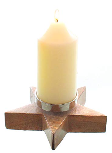 Novaliv Kerzenhalter Stern für Kerze | Mangoholz Kerzenständer | Adventsgesteck Adventskranz Kerzentablett Metall Kerzen Advent Weihnachtsdeko Kerzenleuchter von Novaliv