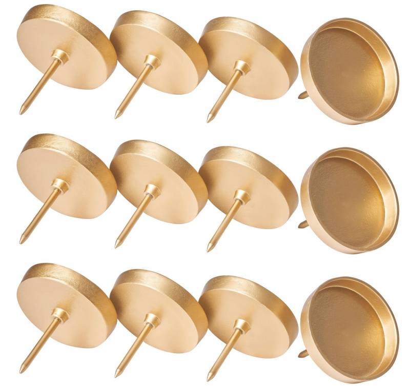 Novaliv Kerzenständer - (Spar-Set, 12 St., 12x Alu Kerzenpicks), 12x Flach 9 cm Gold von Novaliv