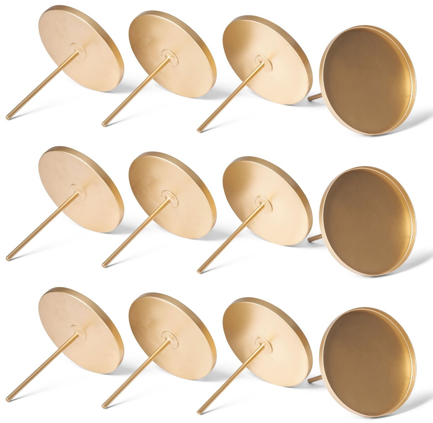 Novaliv Kerzenständer - (Spar-Set, 12 St., 12x Flach 10 cm Gold Kerzenpicks ohne Dorn - Gold), 12x Flach 10 cm Gold von Novaliv