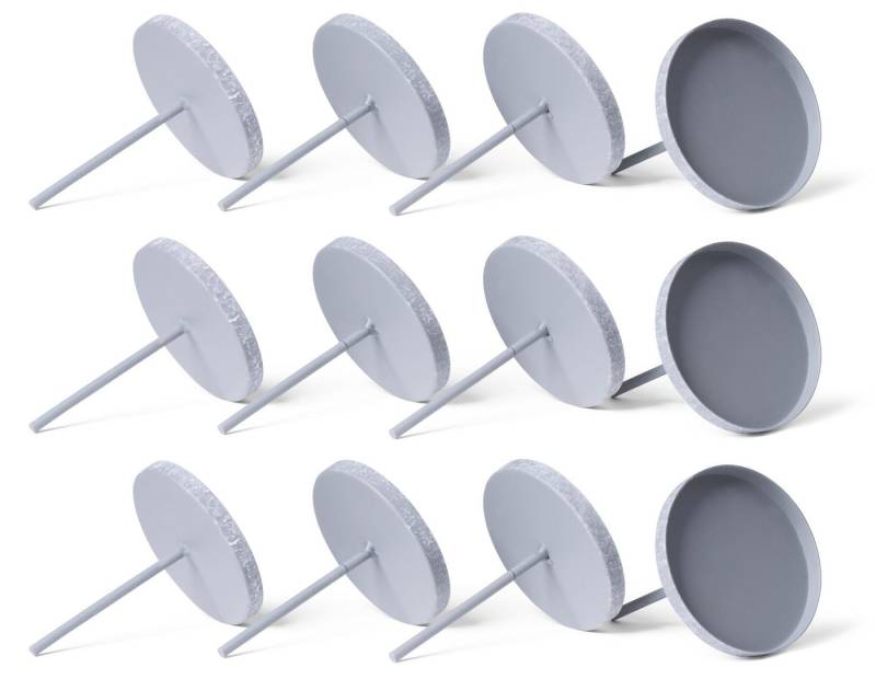 Novaliv Kerzenständer - (Spar-Set, 12 St., 12x Flach 8 cm GRAU Kerzenpicks ohne Dorn - Grau), 12x Flach 6,5 cm GRAU von Novaliv