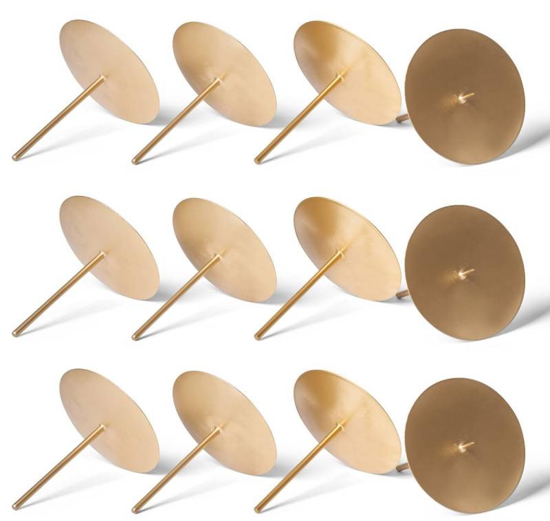Novaliv Kerzenständer - (Spar-Set, 12 St., 12x Mit Dorn 8 cm Gold Kerzenpicks mit Dorn - Gold), 12x Mit Dorn 10 cm Gold von Novaliv