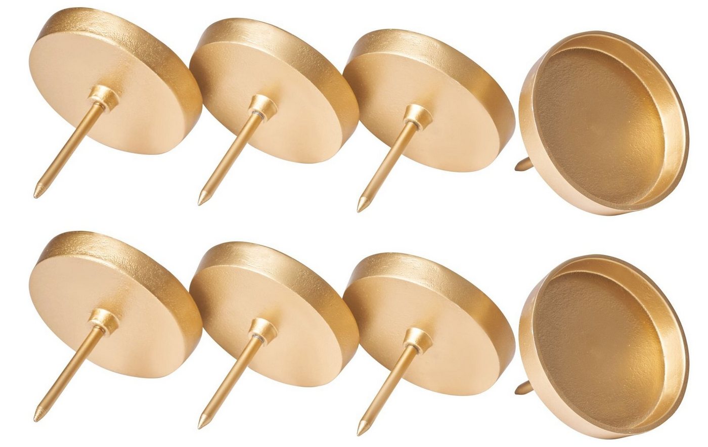 Novaliv Kerzenständer - (Spar-Set, 8 St., 8x Flach 9 cm Gold Alu Kerzenpicks), 8x Flach 9 cm Gold von Novaliv