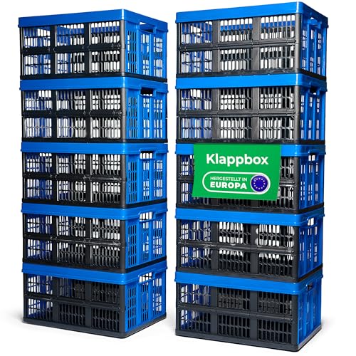 Novaliv Klappbox 45l Blau 10er Set - Faltbare Korbbox mit praktischen Tragegriffen - Vielseitige Aufbewahrungsbox Novaliv Klappbox 45l Blau 10er Set - Faltbare Korbbox mit praktischen Tragegriffen - Vielseitige Aufbewahrungsbox von Novaliv