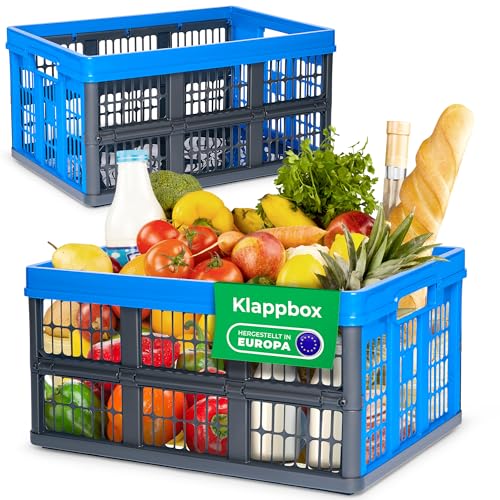 Novaliv Klappbox 45l Blau 2er Set - Faltbare Korbbox mit praktischen Tragegriffen - Vielseitige Aufbewahrungsbox von Novaliv
