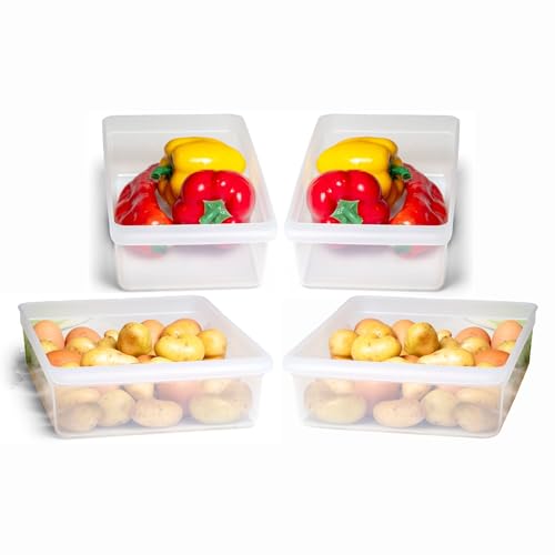 Novaliv Kühlschrank 4er Set Organizer Kühlschrank Mittel + Groß BPA-frei Küchenordnung küchenorganizer Kühlschrankorganizer Lebensmittelecht FFlaschen Organizer Ablagefach Kühlschrankfach von Novaliv