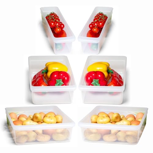 Novaliv Kühlschrank 6er Set Organizer Kühlschrank Klein + Mittel + Groß BPA-frei Küchenordnung küchenorganizer Kühlschrankorganizer Lebensmittelecht FFlaschen Organizer Ablagefach Kühlschrankfach von Novaliv