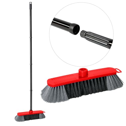 Novaliv Kunststoff Zimmerbesen 30 cm FEINE KUNSTBORSTEN Kehrbesen Rot Saalbesen mit Stiel Steckstiel stabil Saalbesen mit Gewinde für 22mm Besenstiele geeignet Spinnwebenbesen Zimmerbesen Magic Broom von Novaliv