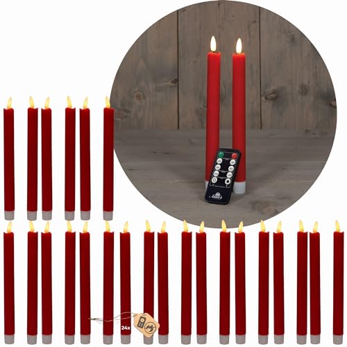 Novaliv LED Stabkerzen 24 Stück ECHTWACHS ROT - mit Timer Funktion 6 Stunden - 18cm Höhe für Kerzen 2,2cm Durchmesser 2 AAA Batterien notwendig LED Stabkerzen 4er Set 6x ROT bewegliche Flamme Licht Novaliv LED Stabkerzen 24 Stück ECHTWACHS ROT - mit Timer Funktion 6 Stunden - 18cm Höhe für Kerzen 2,2cm Durchmesser 2 AAA Batterien notwendig LED Stabkerzen 4er Set 6x ROT bewegliche Flamme Licht von Novaliv