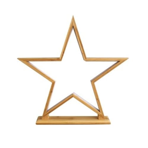 Novaliv LED Stern Lampe 55cm - Naturholz Tischleuchte Mit Stromkabel, SMD Warmweiß Weihnachtsstern Beleuchtet Innen - Weihnachtsdeko Holz Nachttischlampe Weihnachtsbeleuchtung von Novaliv