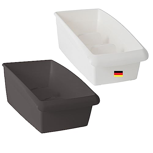 Novaliv Medikamenten Organizer klein 2er Set Hausapotheke - 25 x 12 cm Weiss und ANTHRAZIT GRAU mit Abtrennung - Medikamentenbox Aufbewahrung für Pillen Tablettenbox Pflasterbox Medizinbox Vitamine von Novaliv