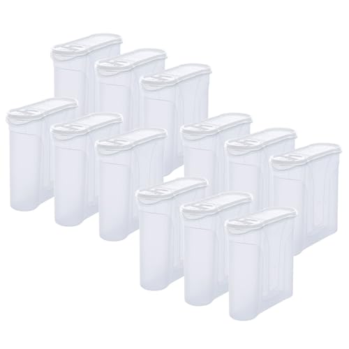 Novaliv Schüttdosen 12er SET Vorratsdose zum Streuen 2,4 Liter - Maße (LxBxH): 22 x 21 x 8,5 cm - Dose mit Deckel 2l für Müsli Mehl Zucker Dosen Küchen Organizer Food Box Meal-Prep-Boxen von Novaliv