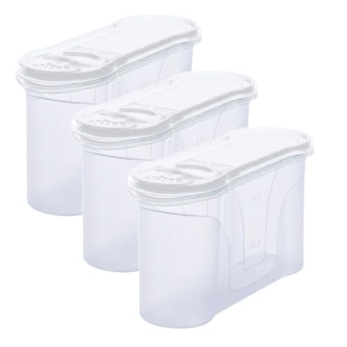 Novaliv Schüttdosen 3er SET Vorratsdose zum Streuen 1,3 Liter - Maße (LxBxH): 22 x 13 x 8,5 cm - Dose mit Deckel 1l für Müsli Mehl Zucker Dosen Küchen Organizer Food Box Meal-Prep-Boxen von Novaliv