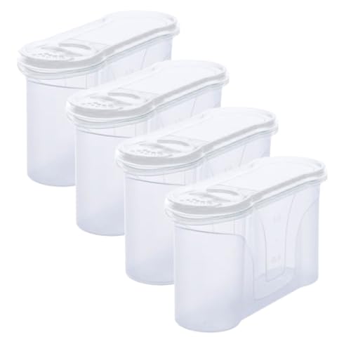 Novaliv Schüttdosen 4 STÜCK Vorratsdose zum Streuen 1,3 Liter - Maße (LxBxH): 22 x 13 x 8,5 cm - Dose mit Deckel 1l für Müsli Mehl Zucker Dosen Küchen Organizer Food Box Meal-Prep-Boxen von Novaliv