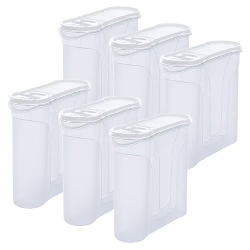 Novaliv Schüttdosen 6er SET Vorratsdose zum Streuen 4 Liter - Maße (LxBxH): 25,5 x 25,5 x 10 cm - Dose mit Deckel 4l für Müsli Mehl Zucker Dosen Küchen Organizer Food Box Meal-Prep-Boxen von Novaliv