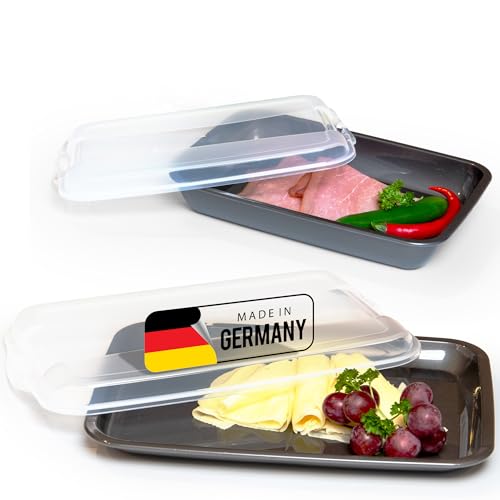 Novaliv Sparset 1x flach 1x hoch Anthrazit Premium Aufschnittbox mit Transparentem Deckel, Frischhaltedosen für Wurst & Käse Maße 25x17x3 cm 25x17x5 cm Kühlschrank Organizer Knäckebrotbox must-have Novaliv Sparset 1x flach 1x hoch Anthrazit Premium Aufschnittbox mit Transparentem Deckel, Frischhaltedosen für Wurst & Käse Maße 25x17x3 cm 25x17x5 cm Kühlschrank Organizer Knäckebrotbox must-have von Novaliv