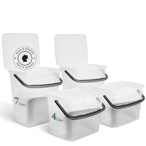 Novaliv Sparset 2X Waschmittelbox mit Deckel 4 Liter + 7 Liter I Transparent I Box Waschpulver Aufbewahrungsbox mit Henkel Waschmittel Aufbewahrung Waschmittelbehälter Waschpulverbehälter von Novaliv