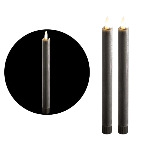 Novaliv Stabkerzen LED mit Timer GRAU 2er Indoor mit 6 Stunden Timer - ECHTWACHS 23cm Höhe für Kerzen 2,2cm Durchmesser 2 AAA Batterien notwendig LED Stabkerzen flackernde Flamme bewegliche Flamme Novaliv Stabkerzen LED mit Timer GRAU 2er Indoor mit 6 Stunden Timer - ECHTWACHS 23cm Höhe für Kerzen 2,2cm Durchmesser 2 AAA Batterien notwendig LED Stabkerzen flackernde Flamme bewegliche Flamme von Novaliv