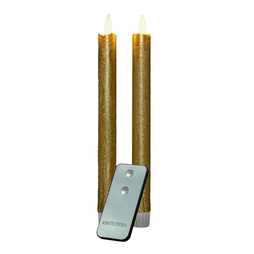 Novaliv Stabkerzen LED mit Timer Gold 2er Indoor mit 6 Stunden Timer - ECHTWACHS 23cm Höhe für Kerzen 2,2cm Durchmesser 2 AAA Batterien notwendig LED Stabkerzen flackernde Flamme bewegliche Flamme Novaliv Stabkerzen LED mit Timer Gold 2er Indoor mit 6 Stunden Timer - ECHTWACHS 23cm Höhe für Kerzen 2,2cm Durchmesser 2 AAA Batterien notwendig LED Stabkerzen flackernde Flamme bewegliche Flamme von Novaliv