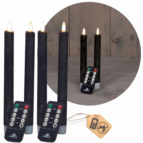 Novaliv Stabkerzen LED mit Timer SCHWARZ 4 Stück indoor 6 Stunden - ECHTWACHS 18cm Höhe für Kerzen 2,2cm Durchmesser 2 AAA Batterien notwendig LED Stabkerzen flackernde Flamme bewegliche Flamme Licht Novaliv Stabkerzen LED mit Timer SCHWARZ 4 Stück indoor 6 Stunden - ECHTWACHS 18cm Höhe für Kerzen 2,2cm Durchmesser 2 AAA Batterien notwendig LED Stabkerzen flackernde Flamme bewegliche Flamme Licht von Novaliv