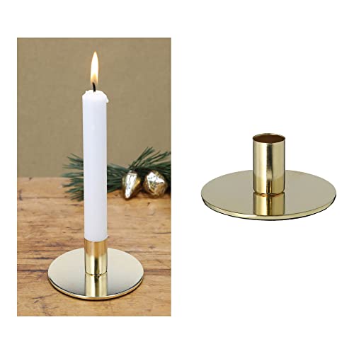 Novaliv Stabkerzenhalter Metall Kerzenständer Gold 10x5cm Tischdekoration Weihnachten Dekoschale Kerzenständer Tafelkerzen Adventskranz Kerzenpin scandic chic Kerzenteller Dekoschale von Novaliv