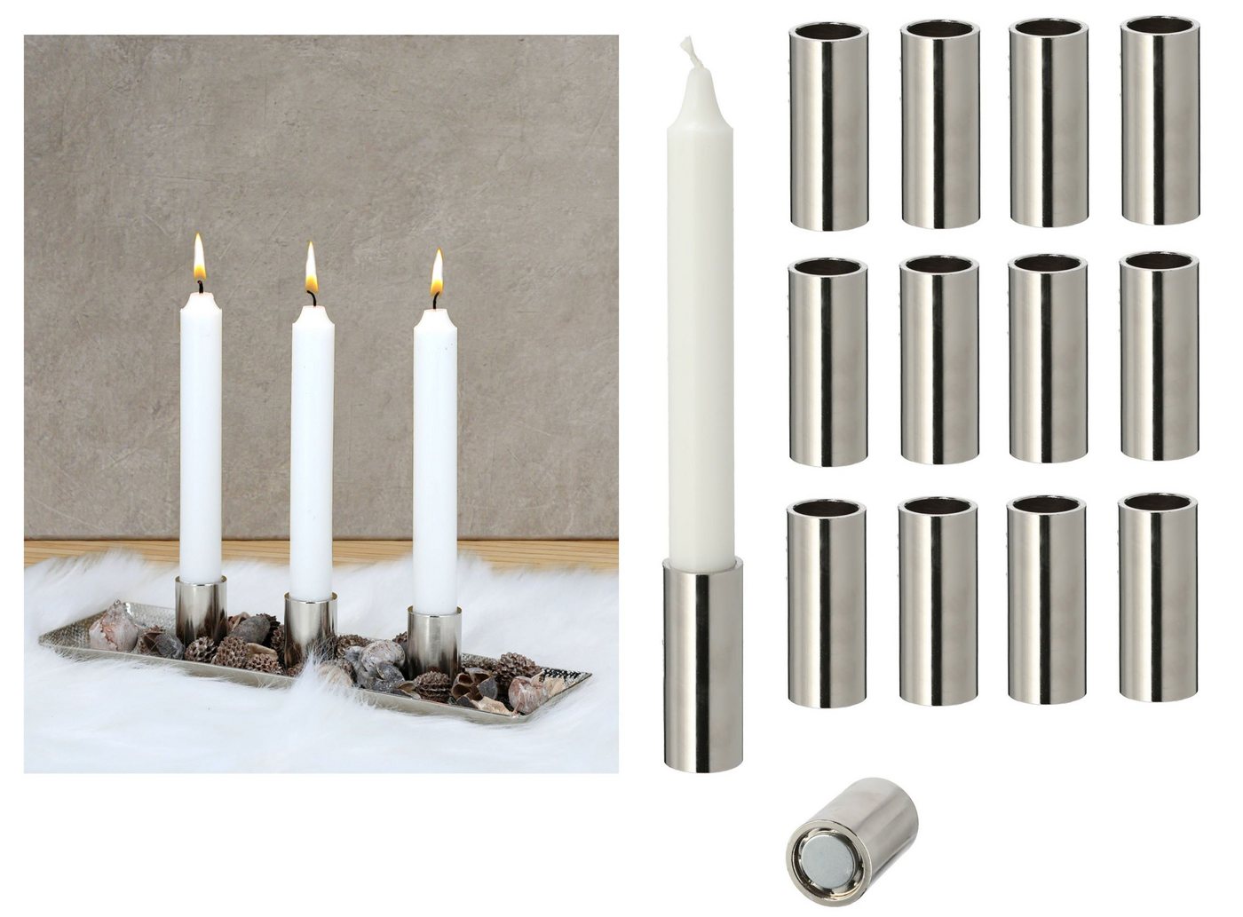 Novaliv Standkerzenhalter - (Spar-Set, 12 St), Stabkerzenhalter von Novaliv