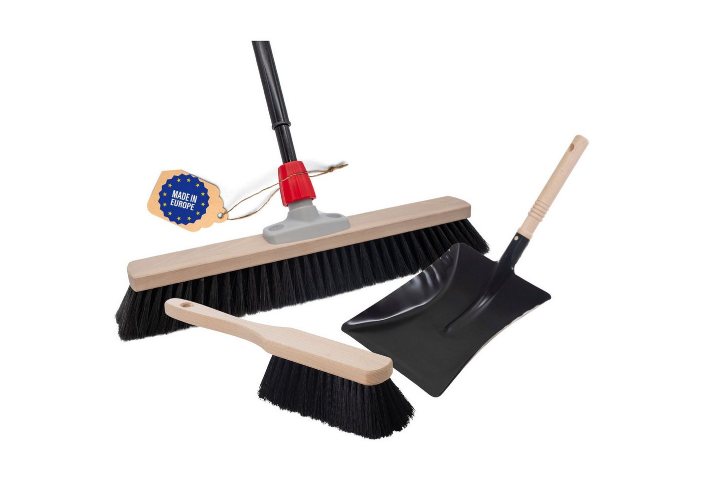 Novaliv Staubbesen - (1-St), Besenkopf mit Stiel und Handfeger mit Kehrschaufel von Novaliv