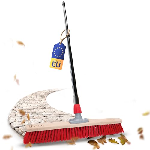Novaliv Straßenbesen 60 cm I Besen mit Stiel ausziehbar I Elaston rot I Grob I Industriebesen Kehrbesen Gartenbesen Hofbesen von Novaliv