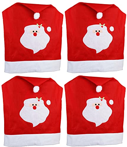 Novaliv Stuhlhussen 4er Set Schwingstuhl Weihnachten I Rot I Weihnachtsmann I Stuhlbezug Weihnachten Deko Weihnachtsmütze Stuhlabdeckung Stuhlbezug 4er Set von Novaliv