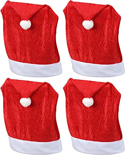 Novaliv Stuhlhussen 4er Set Schwingstuhl Weihnachten I Samt I Rot I Nikolausmütze I Stuhlbezug Weihnachten Deko Weihnachtsmütze Stuhlabdeckung Stuhlbezug 4er Set von Novaliv
