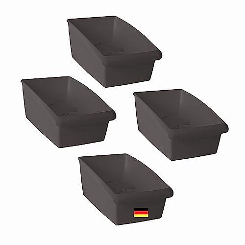 Novaliv Suppentütenbox 4er Sparset Schubladen Organizer Küche - 25 x 12 cm ANTHRAZIT GRAU Gewürzaufbewahrung Box - Ordnungssystem für Schubladen - Aufbewahrung von Dressing & Backzutaten von Novaliv