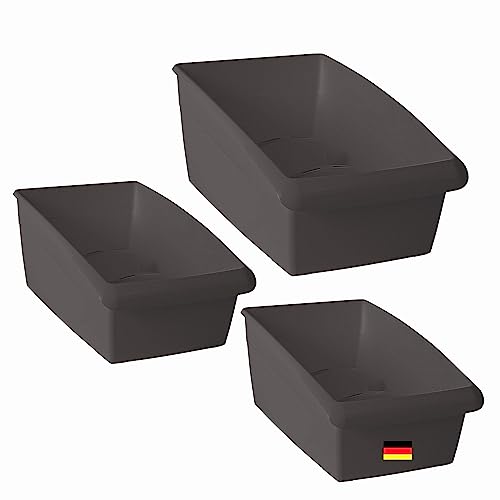 Novaliv Suppentütenboxen 3er Set - 2X klein & 1x groß ANTHRAZIT GRAU - Gewürzaufbewahrung Box - Ordnungssystem für Schubladen - Aufbewahrung & Organisation für Dressing & Backzutaten von Novaliv