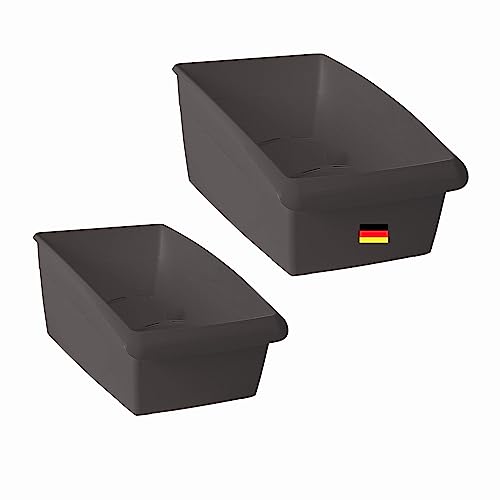 Novaliv Suppentütenboxen Set - 25 x 12 cm und 25 x 16 cm ANTHRAZIT GRAU - Gewürzaufbewahrung Box - Ordnungssystem für Schubladen - Aufbewahrung & Organisation für Dressing & Backzutaten von Novaliv