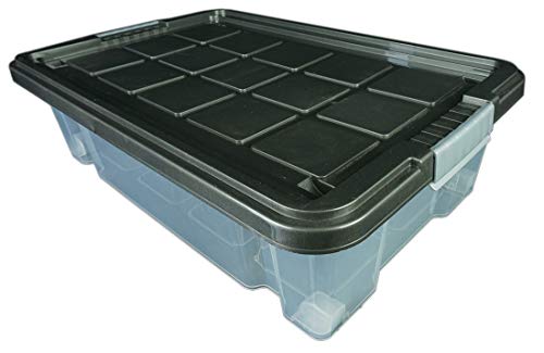 Novaliv Unterbettbox mit Deckel Rollen 28 l 61x40x18 transparent Grau Anthrazit Stapelbar Unterbettkommode Bettkasten Verstaubox Aufbewahrungsbox Box Kiste von Novaliv