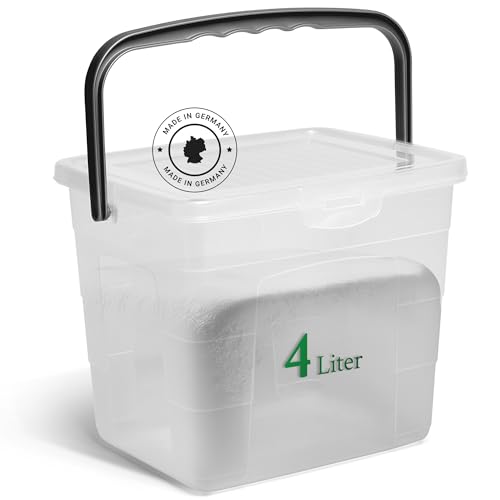 Novaliv Waschmittelbox mit Deckel 4 Liter I Transparent I 23,5 x 18 x 18,5 cm I Box Waschpulver Aufbewahrungsbox mit Henkel Waschmittel Aufbewahrung Waschmittelbehälter Waschpulverbehälter von Novaliv