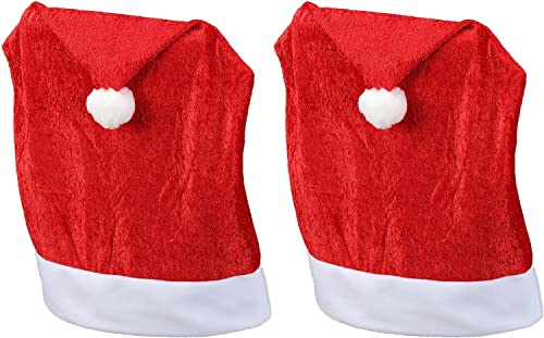 Novaliv Weihnachten Stuhlhussen 2er Set I Samt I Rot I Nikolausmütze I Stuhlbezug Weihnachtsdeko Weihnachtsmütze Stuhldeko Husse Stuhl Stuhlüberzug von Novaliv