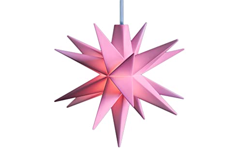 Novaliv Weihnachtsstern LED Dekostern Klein 8cm ROSA mit Batteriefach für 3 AA Batterien 6h Timerfunktion (1,5m Kabel) INNENRAUM DEKO 3D Stern 18 Zackig Leuchtstern LED Pink Weihnachtsstern beleuchtet von Novaliv